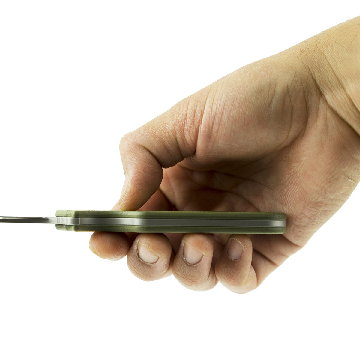 Civilware's Interchangeable Blade Knife in OD Green. Ultralight titanium skinning knife with removable and replaceable surgical blades for easy, precision skinning of big and small game animals, alike.