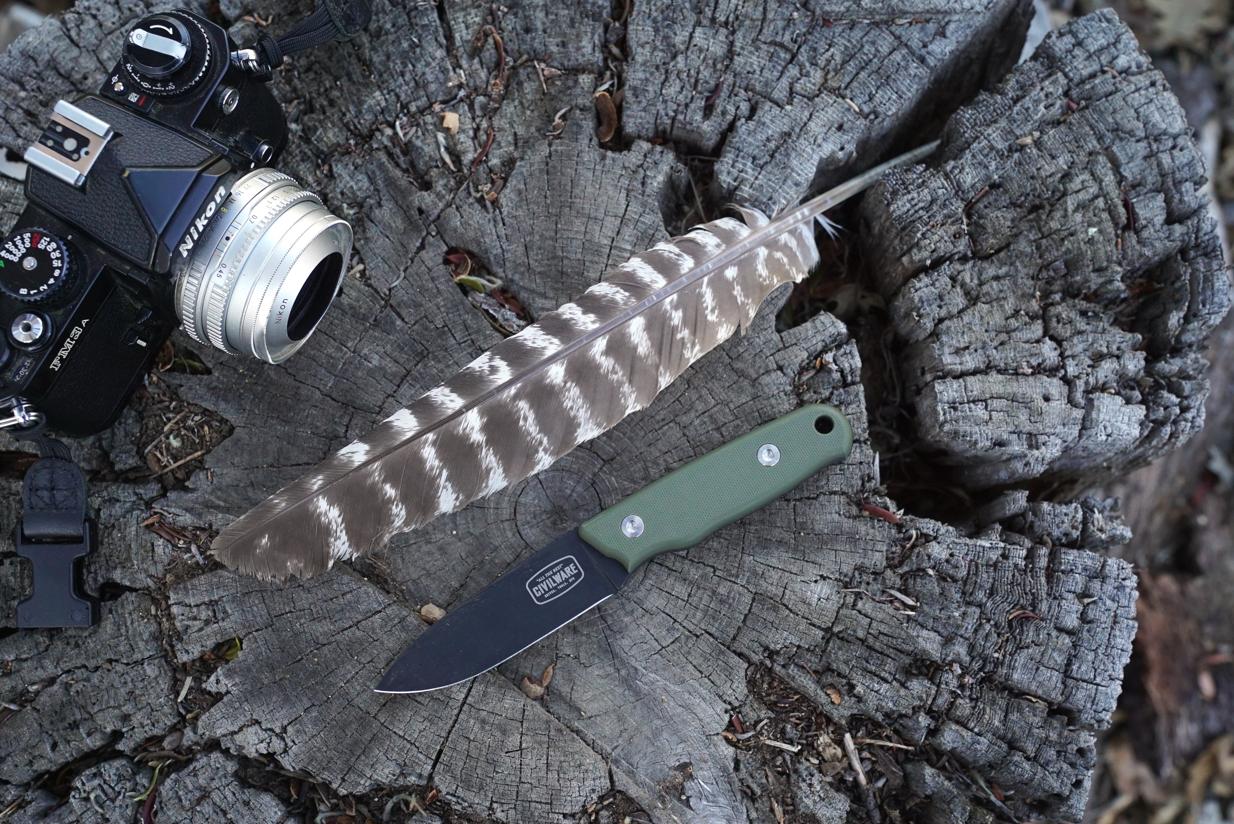 Civilware Packer fixed blade, a classic drop-point knife with Kydex sheath