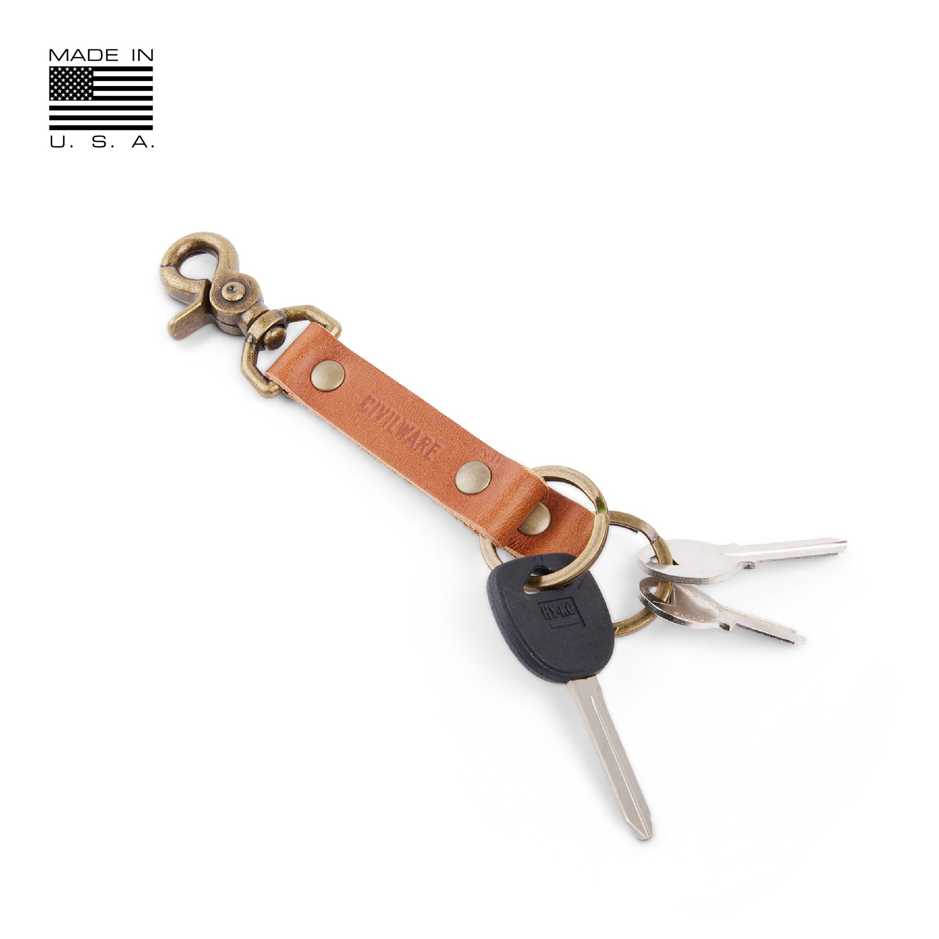 Leather Key Strap. Double / Brown